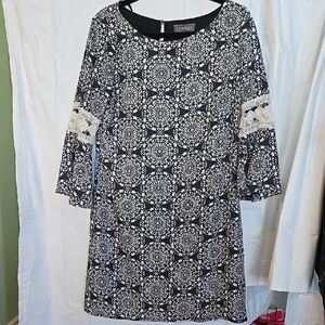 Elegant Black and White Patterned Dress